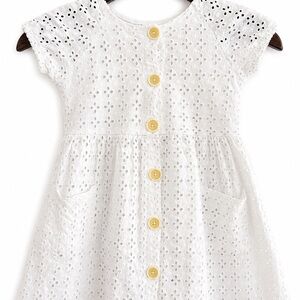 Zara White Eyelet Button Up Dress
